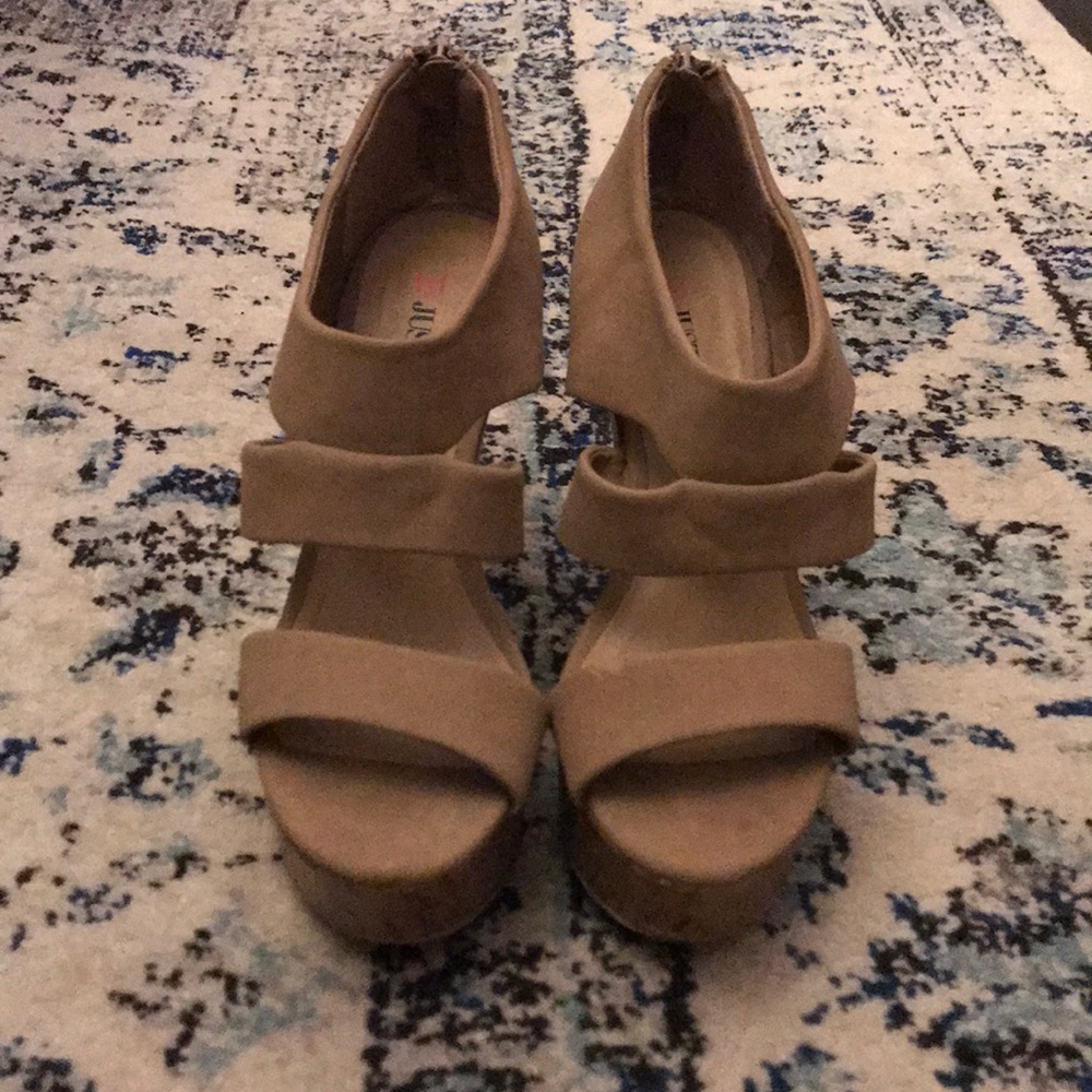 JustFab nude wedges